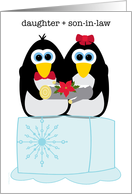 Daughter and Son-in-law Wishing You a Cool Yule Whimsical Penguins card