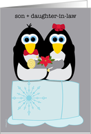 Son and Daughter-in-law Wishing You a Cool Yule Whimsical Penguins card