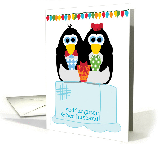 Goddaughter Husband Merry Christmas Cute Penguins on Ice... (869279)