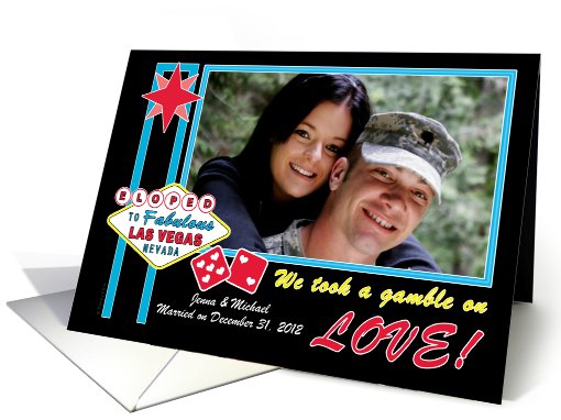 Elopement Eloped Photo Card Announcement Las Vegas Sign... (872074)