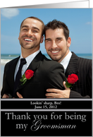 Groomsman Groomsmen Thank You Photo Card Classic Black and Gray card