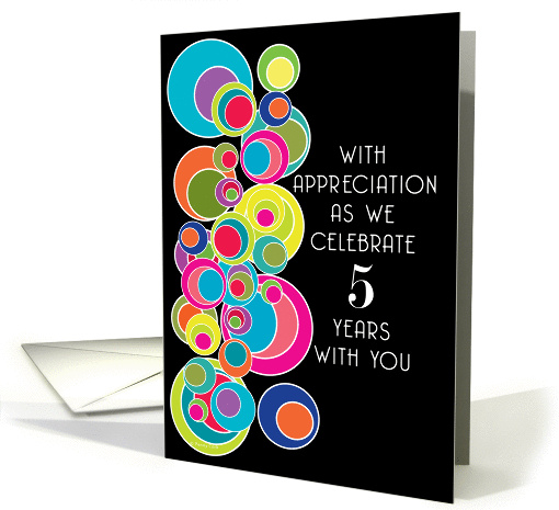 5 Years Employee Employment Anniversary Pop Art on Black card (875364)