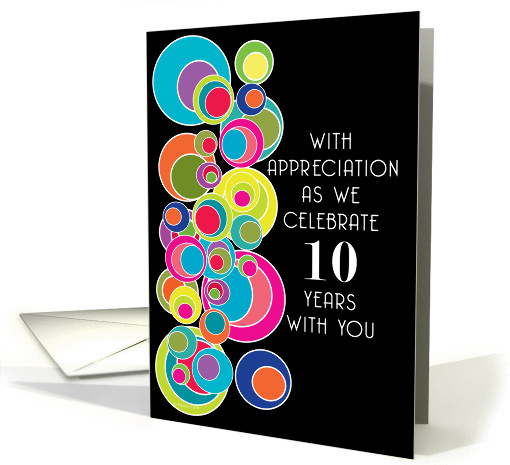 10 Years Employee Employment Anniversary Pop Art on Black card