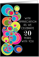 20 Years Employee Employment Anniversary Pop Art on Black card
