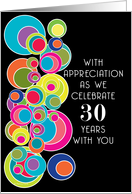 30 Years Employee Employment Anniversary Pop Art on Black card