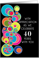 40 Years Employee Employment Anniversary Pop Art on Black card