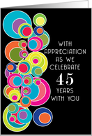 45 Years Employee Employment Anniversary Pop Art on Black card