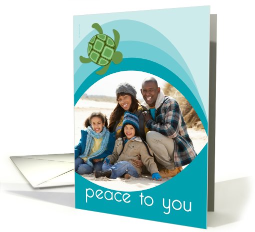 Christmas Photo Card Peace Ocean Wave and Honu or Sea Turtle card