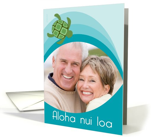 Christmas Photo Card Hawaiian Aloha Nui Loa Honu and Waves card