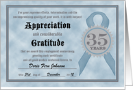 Employment Anniversary 35 Years Funny Customizable Certificate card