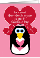 Great Granddaugher Baby’s First Valentine’s Day Penguin and Hearts card