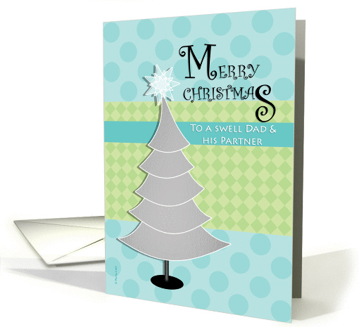 Christmas Dad and Partner Retro Silver Tree a Swell Design card