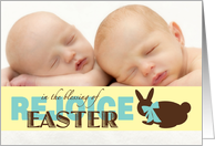 Easter Photo Card Rejoice in the Blessing Chocolate Bunny on Yellow card