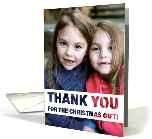 Thank You Christmas Gift Photo Card Simple White Text Design card