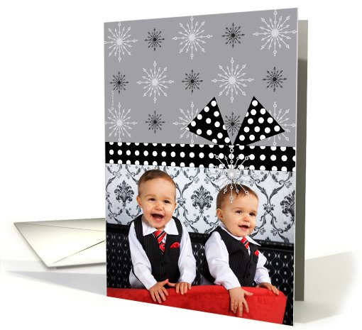 Thank You Christmas Gift Photo Card Retro Snowflakes... (888897)