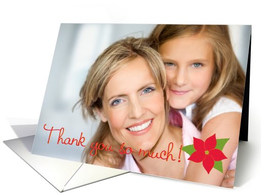 Thank You Christmas Gift Photo Card with Red Poinsettia card (888906)
