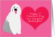 Goddaughter Baby’s First Valentine’s Day with Cute Dog on Pink card