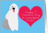 Boy Cousin Baby’s First Valentine’s Day with Cute Dog on Blue card