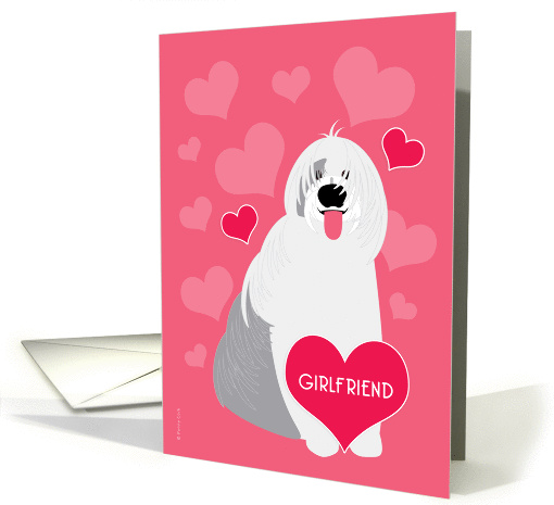 Girlfriend Valentine's Day Cute Dog Old English Sheepdog... (889799)