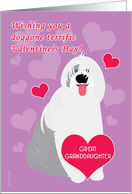 Great Granddaughter Valentine’s Day Cute Dog Old English Sheepdog card