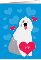 Dad Valentine’s Day Cute Dog Old English Sheepdog Red Hearts card