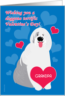 Grandpa Valentine’s Day Cute Dog Old English Sheepdog card