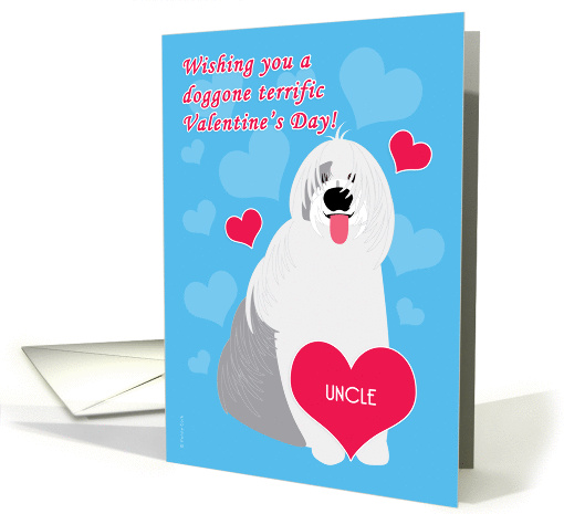 Uncle Valentine's Day Cute Dog Old English Sheepdog card (889840)
