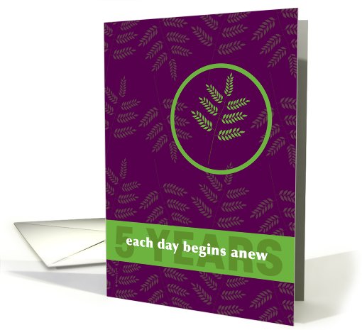 5 Years 12 Step Recovery Anniversary Congratulations Fern Leaf card