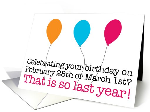 Leap Year Birthday Celebrating on Februray 29 with Balloons card