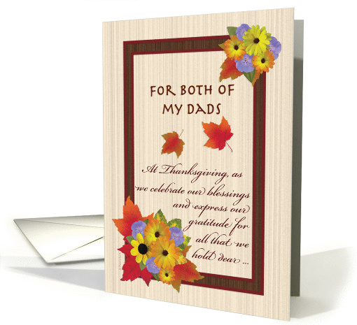 Thanksgiving for Both of My Dads Autumn Flowers and Maple Leaves card