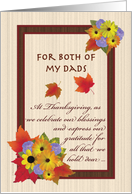 Thanksgiving for Both of My Dads Autumn Flowers and Maple Leaves card
