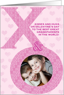 Great Grandparents Valentine’s Day Kisses Hugs XO Photo Card