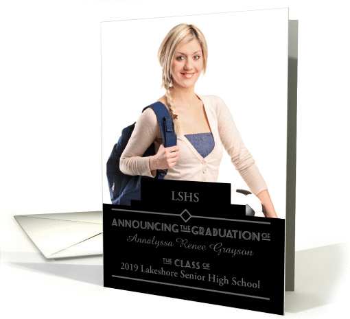 High School Graduation Announcements Photo Card Black... (894054)