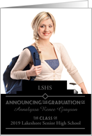 High School Graduation Announcements Photo Card Black Customizable card