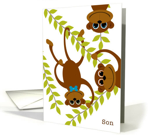 Son Valentine's Day Monkey on Swinging Vine Valentine card (895938)