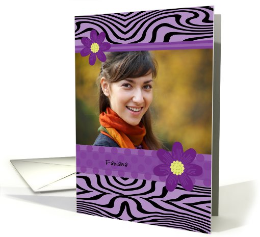 Quinceanera Photo Invitation Modern Zebra Print and Purple... (896237)