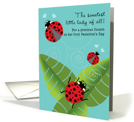 Girl Cousin First Valentine's Day Cute Ladybugs card (900207)