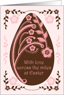 Easter Across the Miles Folk Art Chocolate and Pink Floral Egg card