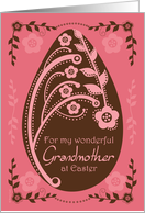 Happy Easter Grandmother Folk Art Chocolate and Pink Floral Egg card