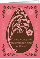 Happy Easter Great Grandmother Folk Art Chocolate and Pink Floral Egg card