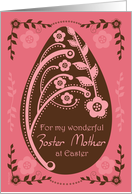 Happy Easter Foster Mother Folk Art Chocolate and Pink Floral Egg card