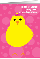 Granddaughter Baby’s First Easter Cute Yellow Chick on Pink card