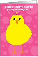 Great Granddaughter Baby’s First Easter Cute Yellow Chick on Pink card