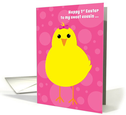 Girl Cousin Baby's First Easter Cute Yellow Chick on Pink card