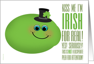 Kiss Me I’m Irish St. Patrick’s Day Funny Lime card