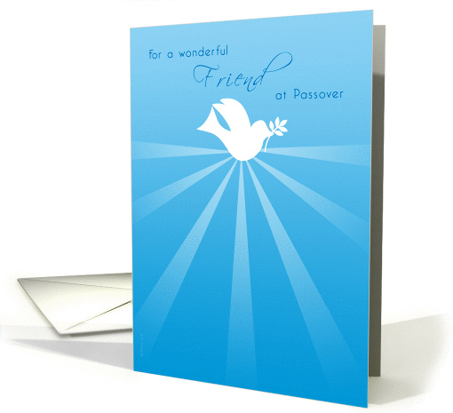 Friend Passover Peace Dove with Olive Branch on Blue card (912857)