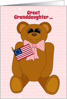 Great Granddaughter First July 4th Teddy Bear Stars Stripes Forever card