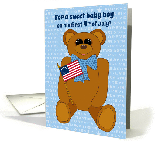 Baby Boy First July 4th Teddy Bear Stars Stripes Forever... (914841)