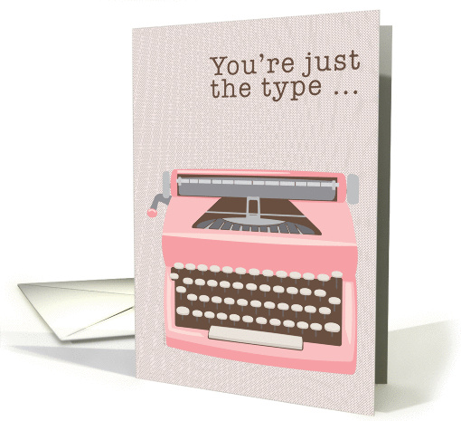 Administrative Professionals Day Pink Typewriter Retro Mod Modern card