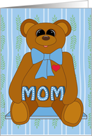 First Mother’s Day for Mom from Baby Boy with Cute Teddy Bear on Blue card